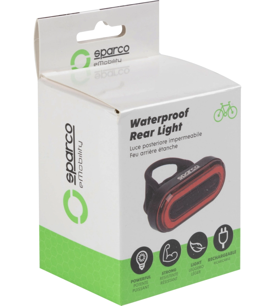 FANALINO POSTERIORE PER BICICLETTA SPARCO IN ALLUMINIO E SILICONE, 3 MODALITA' DI ILLUMINAZIONE